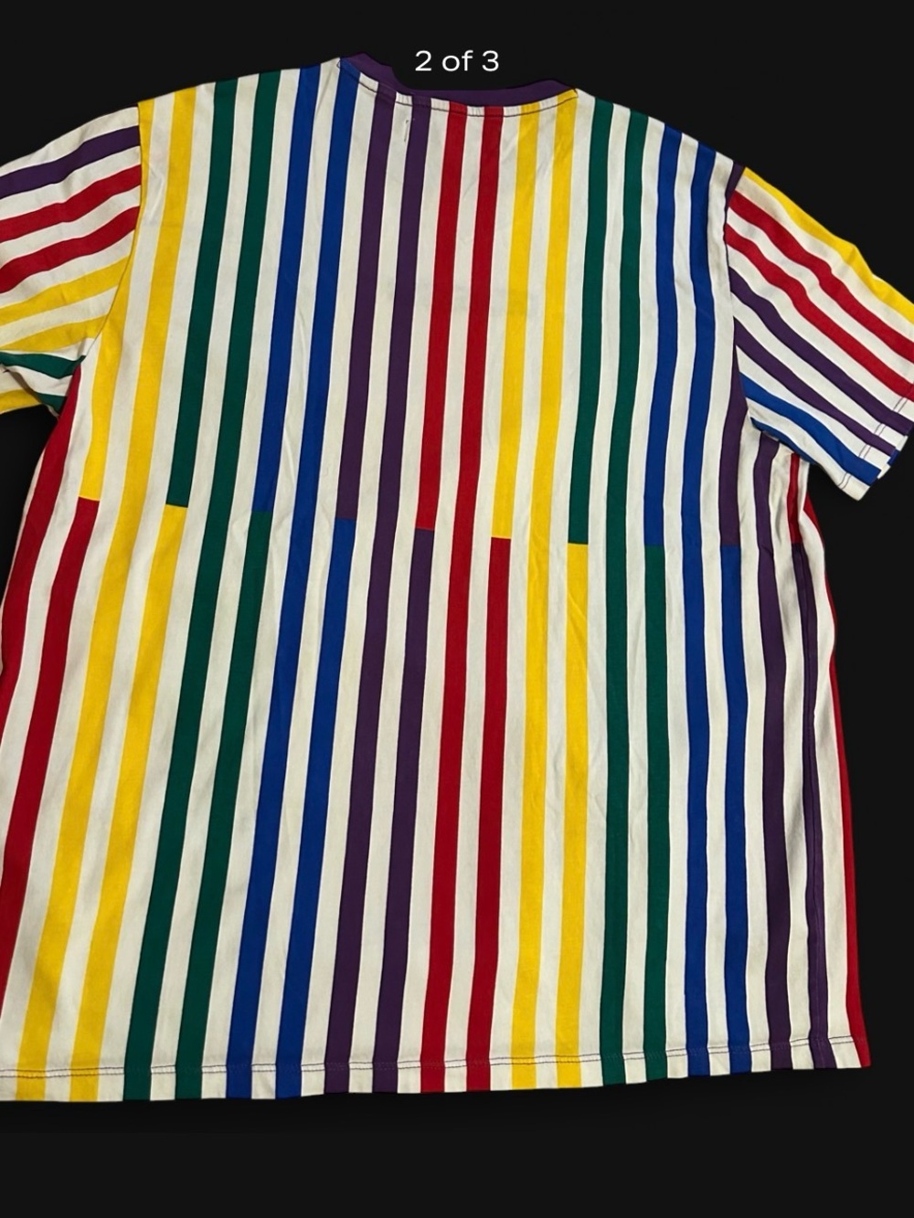GUESS Men’s Rainbow Stripe Short Sleeve Tee - Multi - Picture 2 of 3